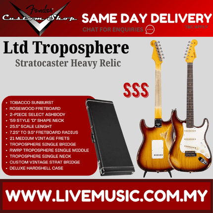 Fender Custom Shop Limited Troposphere Stratocater Heavy Relic, Maple FB, Tobacco Sunburst