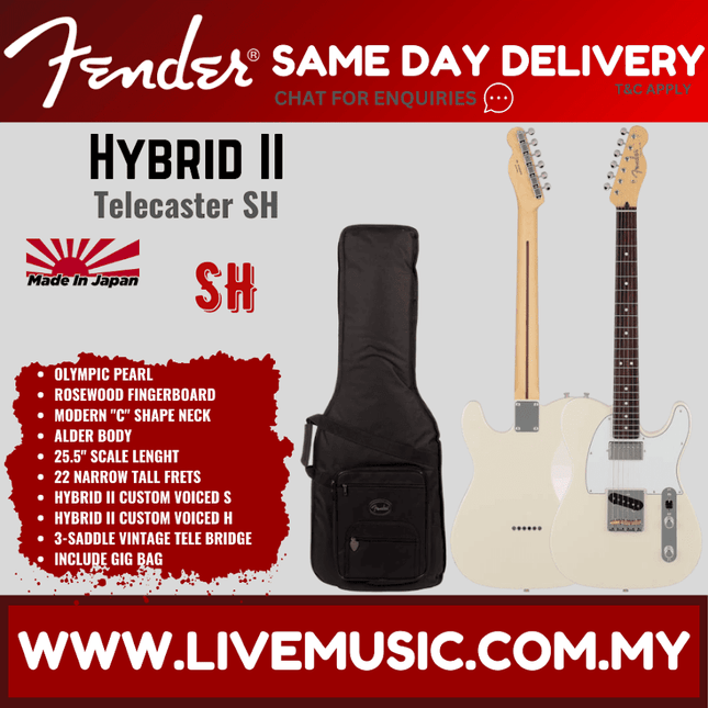Fender Japan Hybrid II Telecaster SH Electric Guitar, RW FB