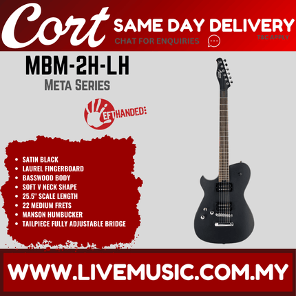 Cort MBM-2-LH  Lefthanded Electric Guitar-Black Satin (MBM-2-LH)