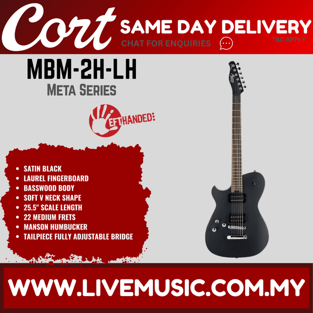 Cort MBM-2-LH  Lefthanded Electric Guitar-Black Satin (MBM-2-LH)