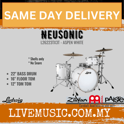 Ludwig L26223TXCG / L26223TX3U / L26223TX3T / L26223TX3Q Neusonic 3-Piece Drum Shell Pack (22B+16F+12T)