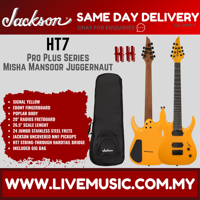 Jackson HT7 Pro Series Misha Mansoor Juggernaut Electric Guitar, Ebony FB, Signal Yellow ( HT-7 / HT 7 )
