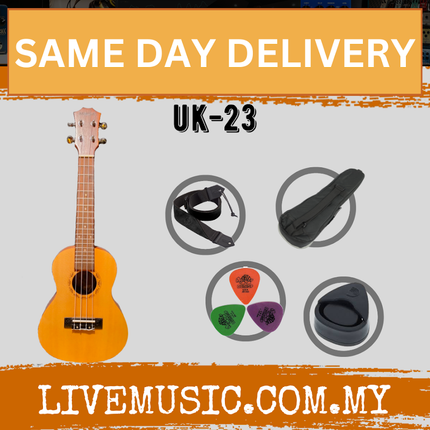 MAKOA UK-23 23 inch Concert Ukulele Guitar with Bag, Strap, Pick and Pick Holder - Natural (UK23)
