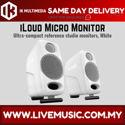 IK Multimedia iLoud Micro Monitor - Ultra-compact, High Quality Reference Studio Monitors with Bluetooth - White (Pair)