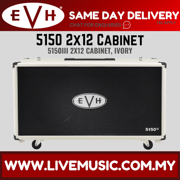 EVH 5150 2x12 Straight Guitar Extension Cabinet, Ivory