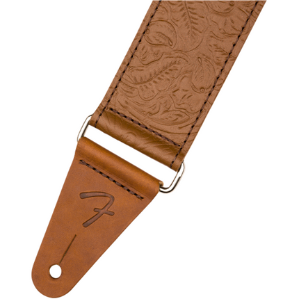 Fender 2inch Tooled Leather Guitar Strap - Brown