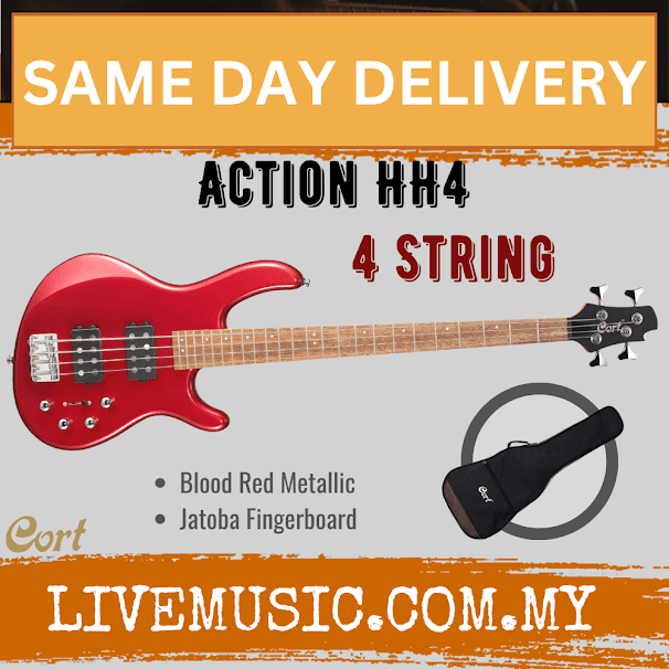 Cort Action HH4 Electric Bass Guitar Jatoba Fretboard with Bag - Blood Red Metallic (Action-HH4/ActionHH4)
