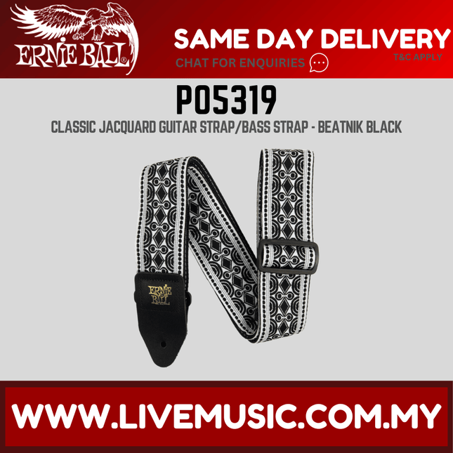 Ernie Ball 5319 Jacquard Guitar Strap, Beatnik Black