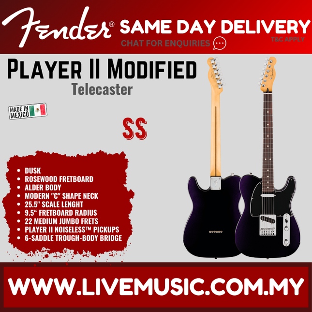 Fender Player II Modified Telecaster Electric Guitar, RW FB, Dusk