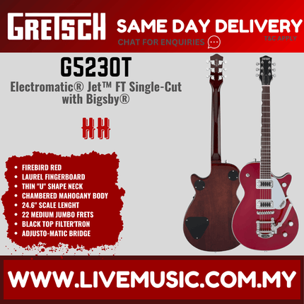 Gretsch G5230T Electromatic Jet FT Single Cut Electric Guitar w/Bigsby, Firebird Red