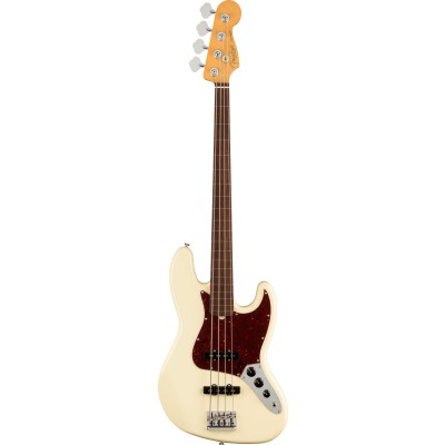 Fender American Professional II Fretless Jazz Bass Electric Guitar, Rosewood Fretboard - Olympic White