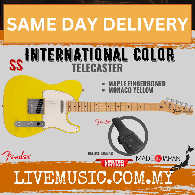 Fender Japan Limited International Color Telecaster Electric Guitar, Maple FB, Monaco Yellow