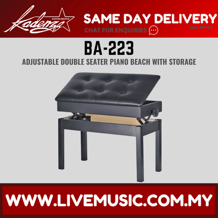 Kadenza BA223 Adjustable Piano Bench Double Seater With Storage - Black ( BA-223 / BA 223 / LMC )