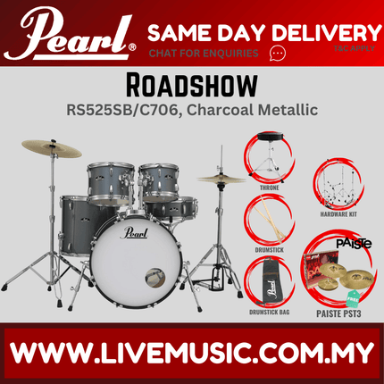 Pearl Roadshow RS525SB/C Drum Set with Paiste PST3 Cymbal set, Drum Throne