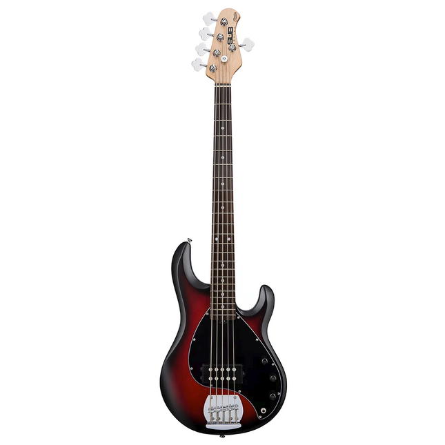 Sterling Ray5 Stingray 5-String Electric Bass Guitar Jatob Fretboard - Red Ruby Burst Satin (Ray-5/Ray 5)
