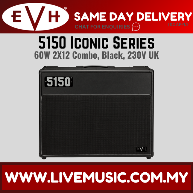 EVH 5150 Iconic 60W 2x12 Guitar Amplifier, Black (EVH-5150/EVH5150)