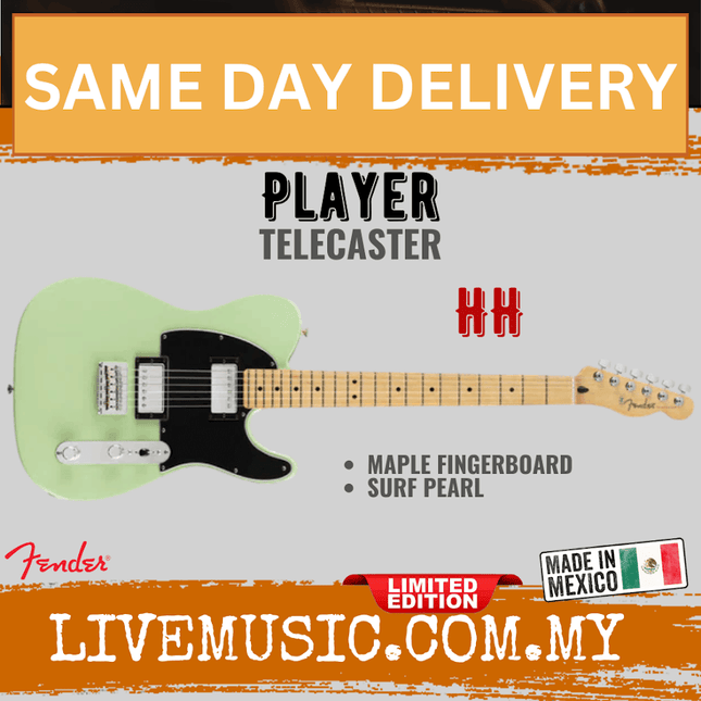 Fender Limited Edition Player Telecaster HH Electric Guitar, Maple FB, Surf Pearl
