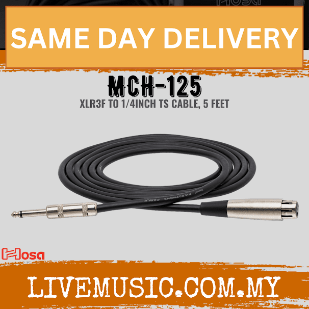 Hosa MCH-125 Microphone Cable, Hosa XLR3F to 1/4inch TS, 5ft (MCH125/MCH 125)