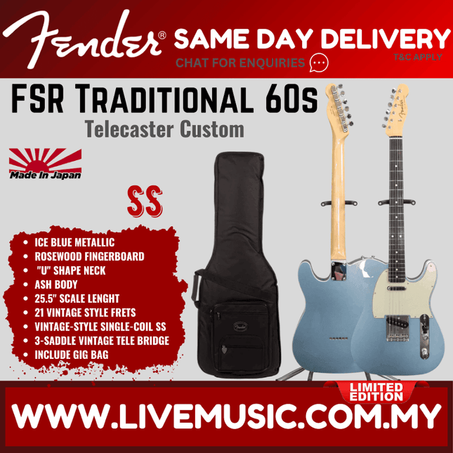 Fender FSR Collection Traditional 60s Telecaster Custom Electric Guitar, RW FB