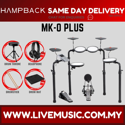 Hampback MK-0 PLUS Full Mesh Digital Drum Set w/Headphone, Drumstick And Drum Throne - ( MK0 MK 0 MK0PLUS)