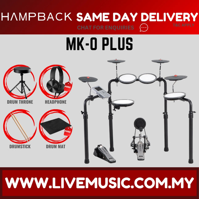 Hampback MK-0 PLUS Full Mesh Digital Drum Set w/Headphone, Drumstick And Drum Throne - ( MK0 MK 0 MK0PLUS)