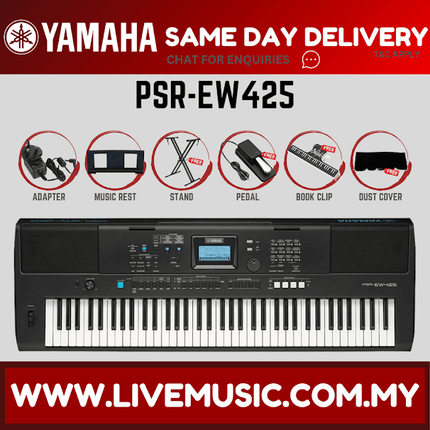 Yamaha PSR-EW425 76 Key Portable Keyboard Package ( PSREW425 PSR EW425 )