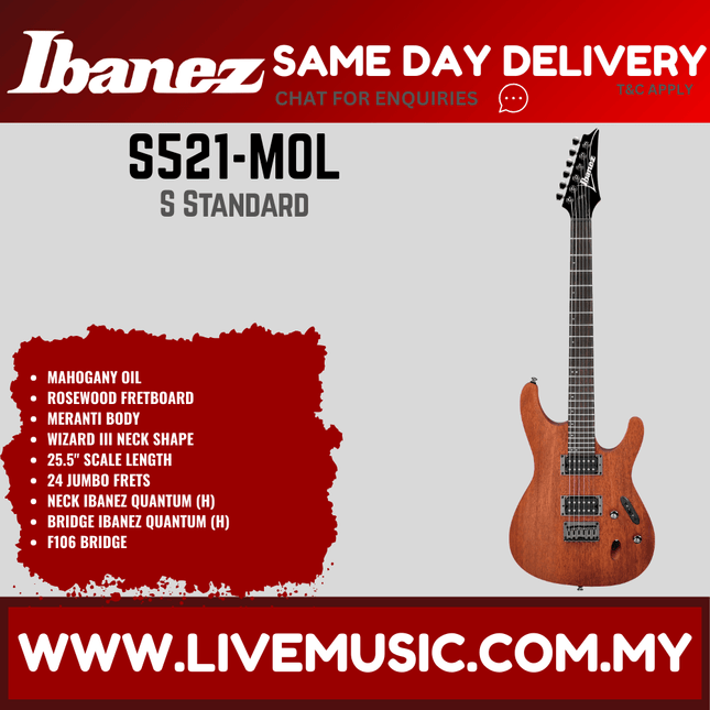 Ibanez S521 S Standard Series Electric Guitar, Blackberry Sunburst/Mahogany Oil (S 521 / S-521)