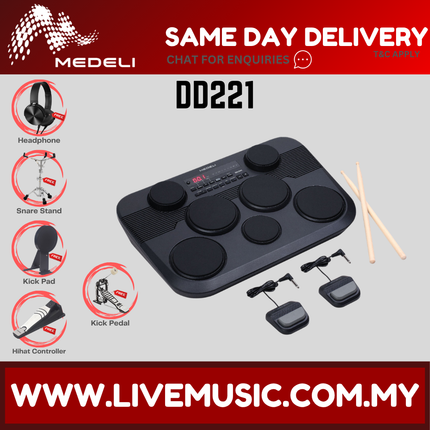 Medeli DD221 7 Pads Portable Tabletop Electric Drum with USB and Built In Speaker ( DD-221 DD 221 )