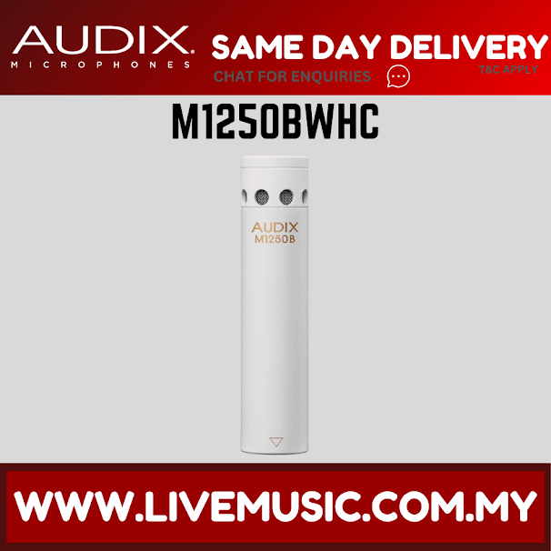 Audix M1250BWHC Miniature Hypercardioid Condenser Microphone - White (M1250 BWHC/M1250 BWHC)