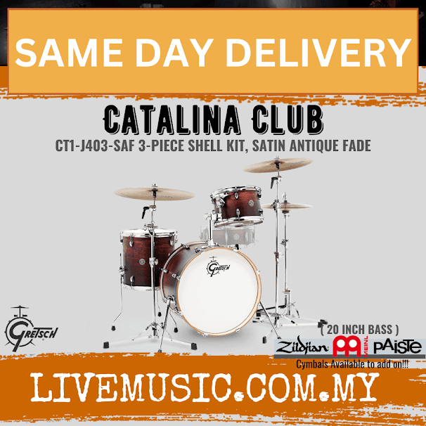 Gretsch CTI-J403-SAF Catalina Club 3-Piece Drum Shell Kit - Satin Antique Fade (CTI J403)