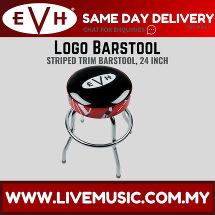 EVH Logo Barstool with Striped Trim, 24Inch
