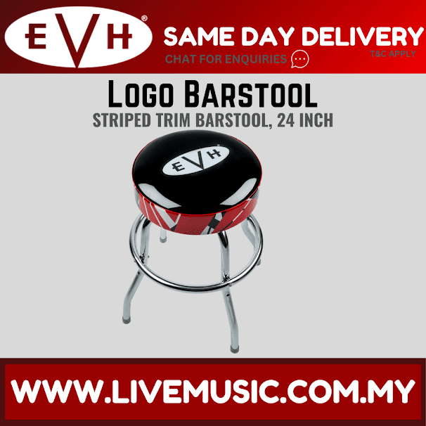 EVH Logo Barstool with Striped Trim, 24Inch