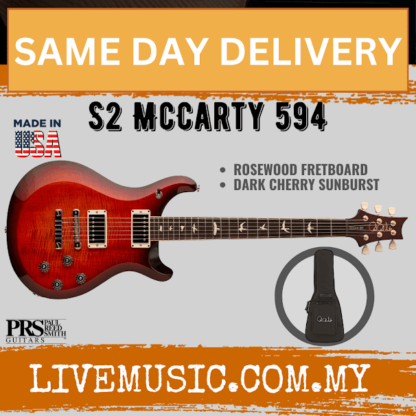 PRS S2 McCarty 594 Electric Guitar w/Bag-Dark Cherry Sunburst