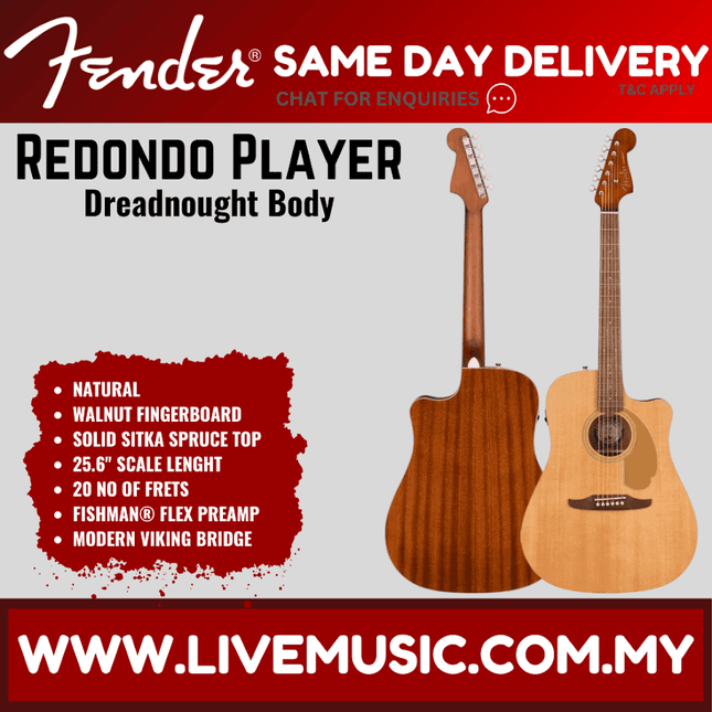 Natural acoustic guitar with dark walnut fingerboard and dreadnought body