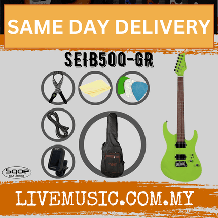 SQOE SEIB500 HH Roasted Maple Neck Electric Guitar with Tremolo - Green ( SEIB 500 / SEIB-500 )