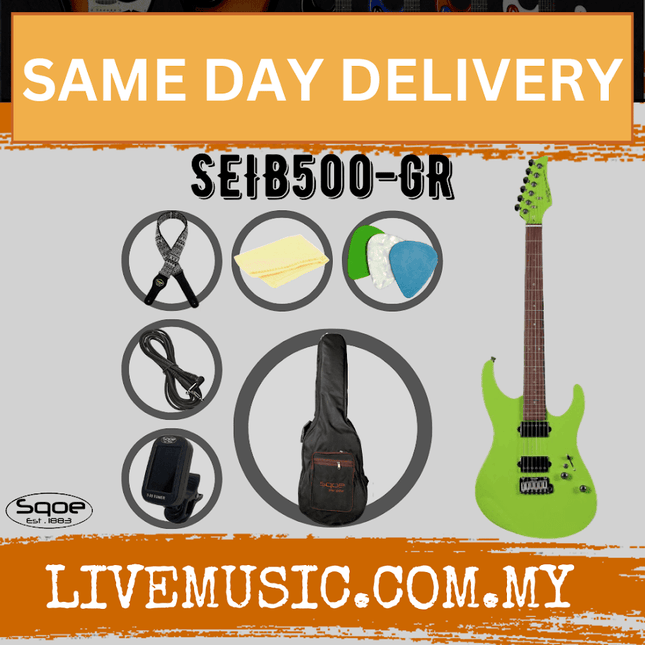SQOE SEIB500 HH Roasted Maple Neck Electric Guitar with Tremolo ( SEIB 500 / SEIB-500 )