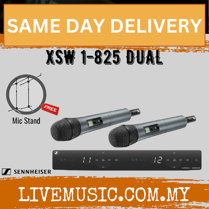 Sennheiser XSW 1-825 Dual Wireless Dual Handheld Microphone System With Microphone Stand (XSW1 825/XSW1825)