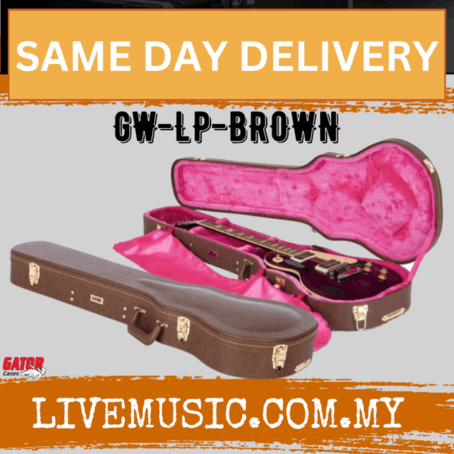 Gator GW-LP-BROWN Deluxe Gibson/Epiphone Les Paul Guitar Wood Case Case - Brown ( GW LP BROWN / GWLPBROWN )