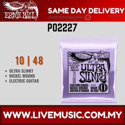 Ernie Ball Ultra Slinky electric guitar string pack, nickel wound, 10-48 gauge