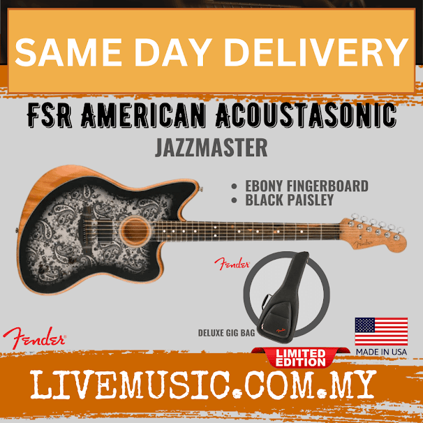 Ebony-accent Acoustic guitar with black paisley pickguard and gig bag, limited edition
