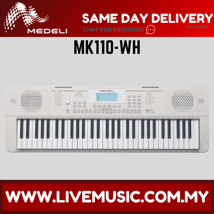 Medeli MK110-WH Millenium Series 61 Keys Portable Keyboard - White ( MK-110 / MK 110 / MK100 / MK 100 ) replace MK100