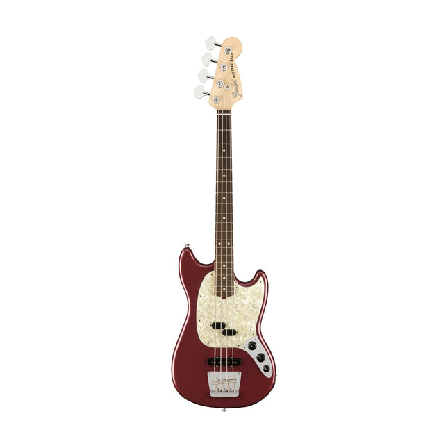 Mustang Bass guitar in aubergine with rosewood fretboard and white pickguard
