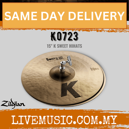 Zildjian K0723 - 15 Inch Sweet Hi-Hat Cymbal (K-0723)