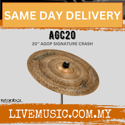 Istanbul Agop AGC20 20" Signature crash cymbal on stand, bronze with engraved markings