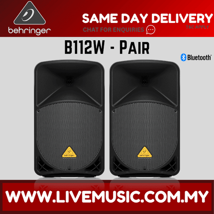 Behringer Eurolive B112W 1000W 12" Powered Speaker w/Wireless Mic,Speaker Stand & Cable - Each / Pair (B-112W B 112W)