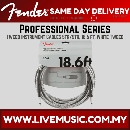 Fender Professional Series Instrument Cable, 18.6ft - White Tweed
