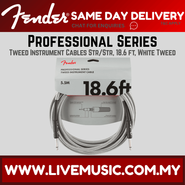Fender Professional Series Instrument Cable, 18.6ft - White Tweed