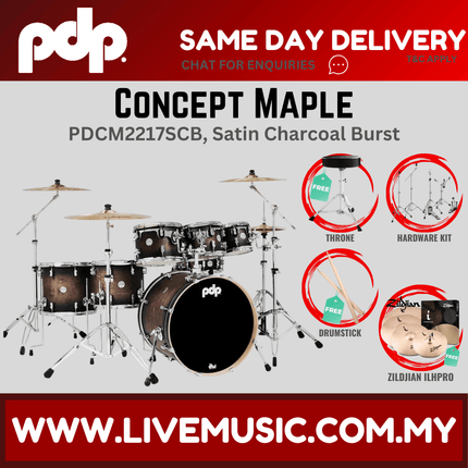 PDP by DW CM7 Concept Maple Shell Pack - 7-piece with Zildjian ILHPRO Cymbals - (PDCM2217)