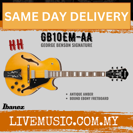 Ibanez GB10EM-AA George Benson Signature Electric Guitar, Antique Amber ( GB10EM AA / GB10EMAA )