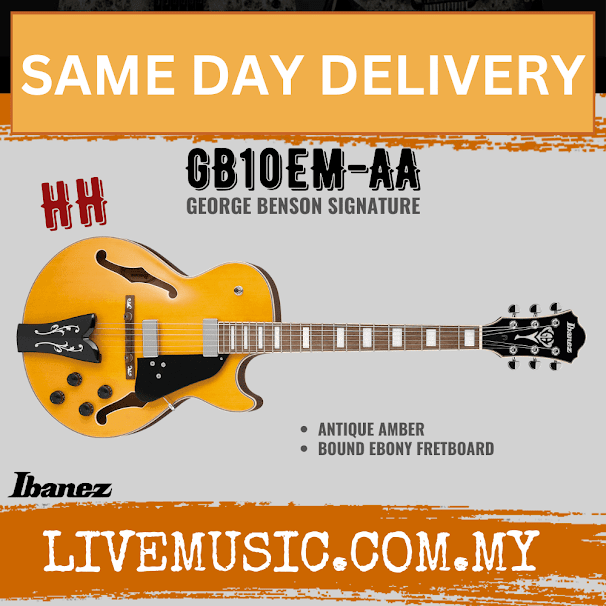 Ibanez GB10EM-AA George Benson Signature Electric Guitar, Antique Amber ( GB10EM AA / GB10EMAA )